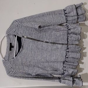 Banana Republic Striped Ruffle Sleeve Boucle Jacket